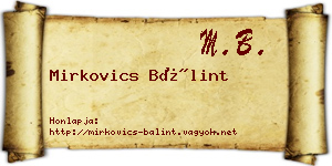 Mirkovics Bálint névjegykártya